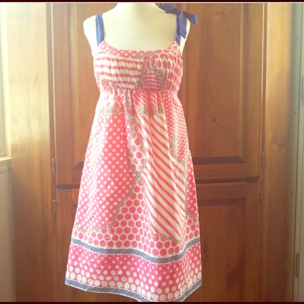 Tibi silk dress - pink, white, blue